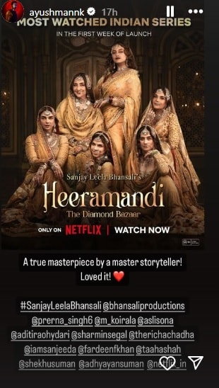 Netflix S Heeramandi Ayushmann Khurrana Vaani Kapoor Sharvari Wagh