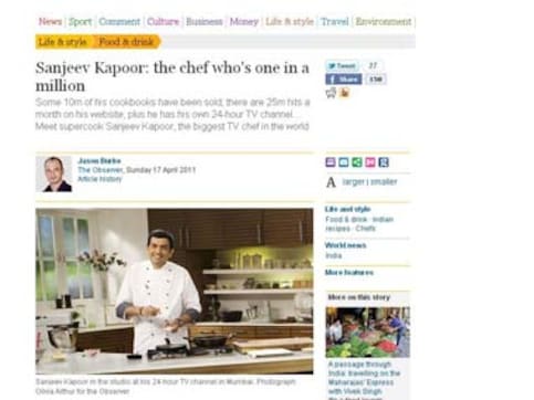 The Guardian profiles 'supercook' Sanjeev Kapoor The Guardian profiles 'supercook' Sanjeev Kapoor