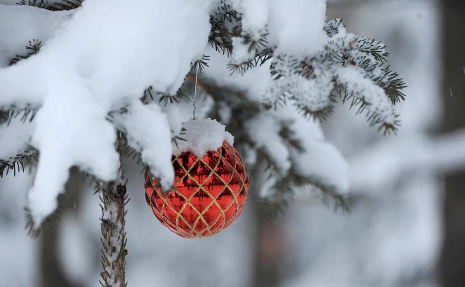 Ornaments covered in snow in Alaska, USA. AP Ornaments covered in snow in Alaska, USA. AP