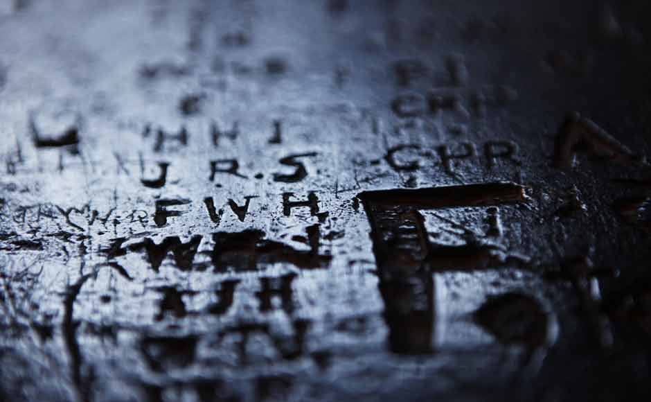 Letters carved into a desk used by Charles Dickens when he was a lowly clerk, before his ascendency to literary stardom. Reuters Letters carved into a desk used by Charles Dickens when he was a lowly clerk, before his ascendency to literary stardom. Reuters