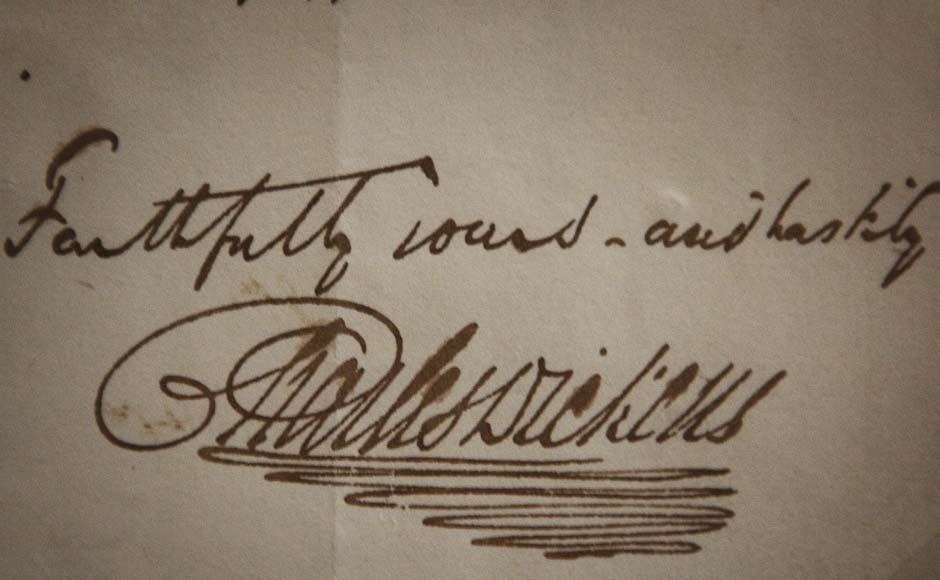 Charles Dickens's signature on a hand-written letter is displayed at the Dickens museum. Reuters Charles Dickens's signature on a hand-written letter is displayed at the Dickens museum. Reuters