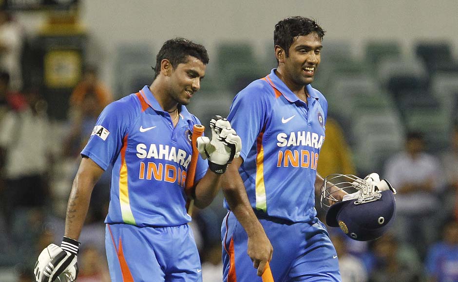 India's Ravindra Jadeja, left, and Ravichandran Ashwin walk from the field after India defeated Sri Lanka during their one day international cricket match at the WACA in Perth, Australia. AP Photo India's Ravindra Jadeja, left, and Ravichandran Ashwin walk from the field after India defeated Sri Lanka during their one day international cricket match at the WACA in Perth, Australia. AP Photo