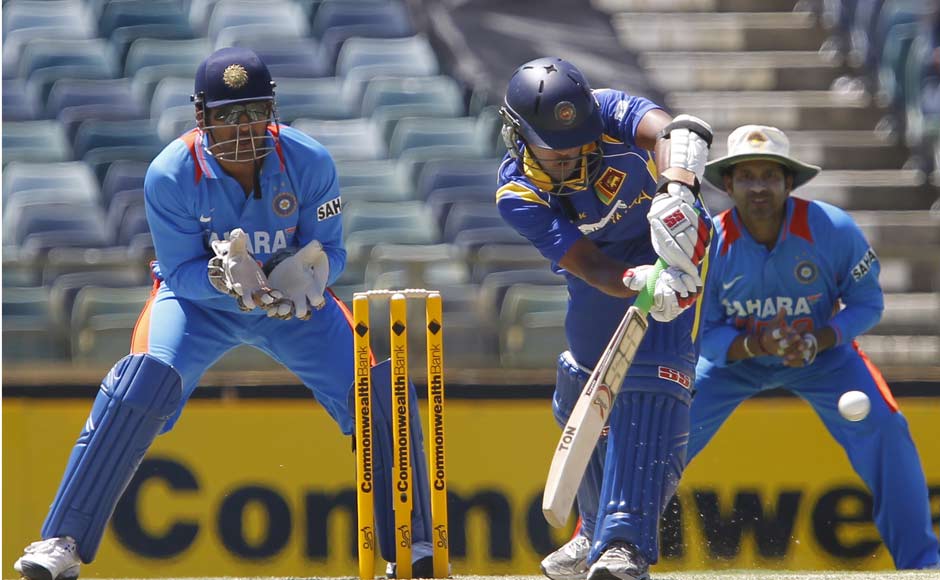 Sri Lanka's Dinesh Chandimald plays a shot against India during their one day international cricket match at the WACA in Perth, Australia. AP Photo Sri Lanka's Dinesh Chandimald plays a shot against India during their one day international cricket match at the WACA in Perth, Australia. AP Photo