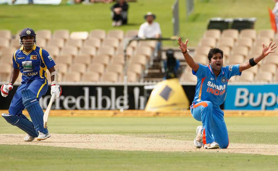 Kumar of India makes a successful appeal for an LBW against Mahela Jayawardene of Sri Lanka during the one-day international cricket match in Adelaide. Reuters Kumar of India makes a successful appeal for an LBW against Mahela Jayawardene of Sri Lanka during the one-day international cricket match in Adelaide. Reuters