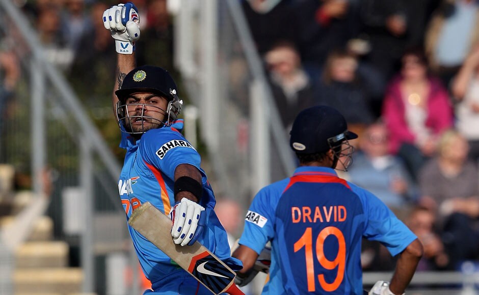 Virat Kohli of India celebrates reaching his century during the 5th Natwest One Day International Series match between England and India at the Swalec Stadium Cardiff, Wales. Getty Images Virat Kohli of India celebrates reaching his century during the 5th Natwest One Day International Series match between England and India at the Swalec Stadium Cardiff, Wales. Getty Images