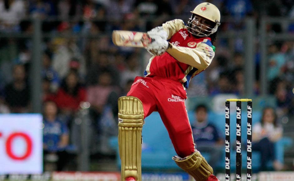 Royal Challengers Banglore's Chris Gayle bats against Mumbai Indians during an Indian Premier League (IPL) cricket match in Mumbai. AP Royal Challengers Banglore's Chris Gayle bats against Mumbai Indians during an Indian Premier League (IPL) cricket match in Mumbai. AP
