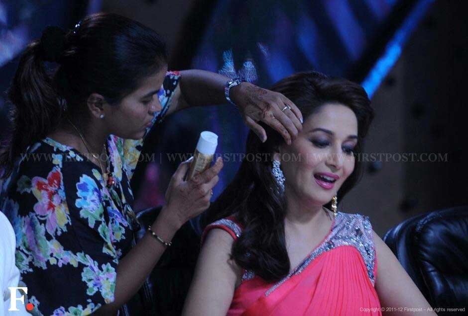 Jhalak Dikla Jaa judge Madhuri Dixit gets her hair done for the next shot. Raju Shelar/Firstpost Jhalak Dikla Jaa judge Madhuri Dixit gets her hair done for the next shot. Raju Shelar/Firstpost