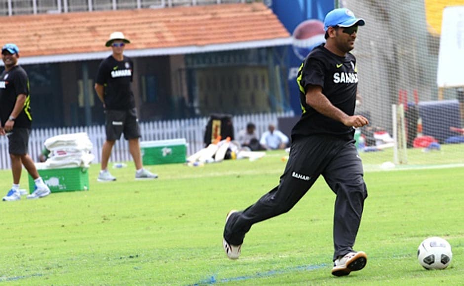 Dhoni during practice in Chennai at Chepauk stadium prior to their departure for Colombo.Firstpost Dhoni during practice in Chennai at Chepauk stadium prior to their departure for Colombo.Firstpost
