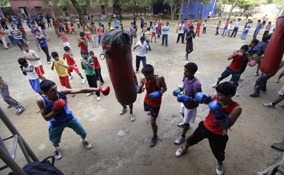 Amateur boxers take part in a training session at the Sports Authority of India complex in Bhiwani. AP Amateur boxers take part in a training session at the Sports Authority of India complex in Bhiwani. AP