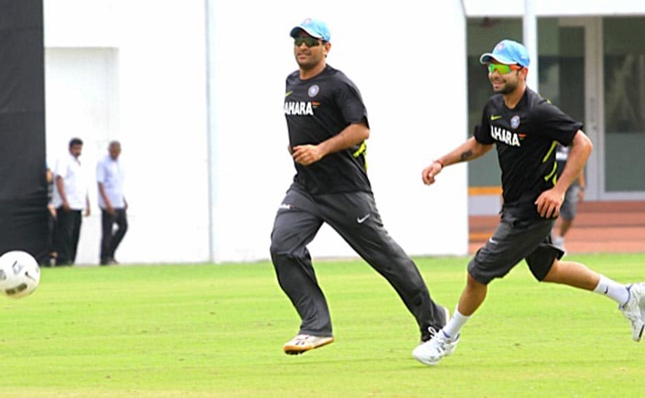 Dhoni and Virat Kohli during practice in Chennai. Firstpost Dhoni and Virat Kohli during practice in Chennai. Firstpost