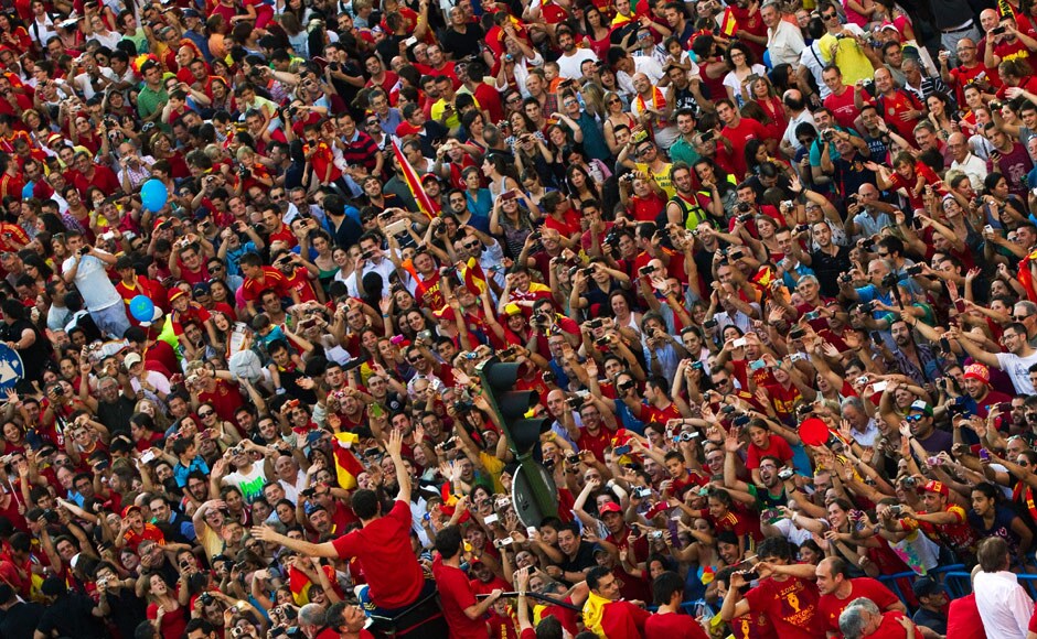 It seemed not a single Spaniard wanted to miss the break and celebrate, especially with Spain being in a precarious financial situation. Reuters It seemed not a single Spaniard wanted to miss the break and celebrate, especially with Spain being in a precarious financial situation. Reuters