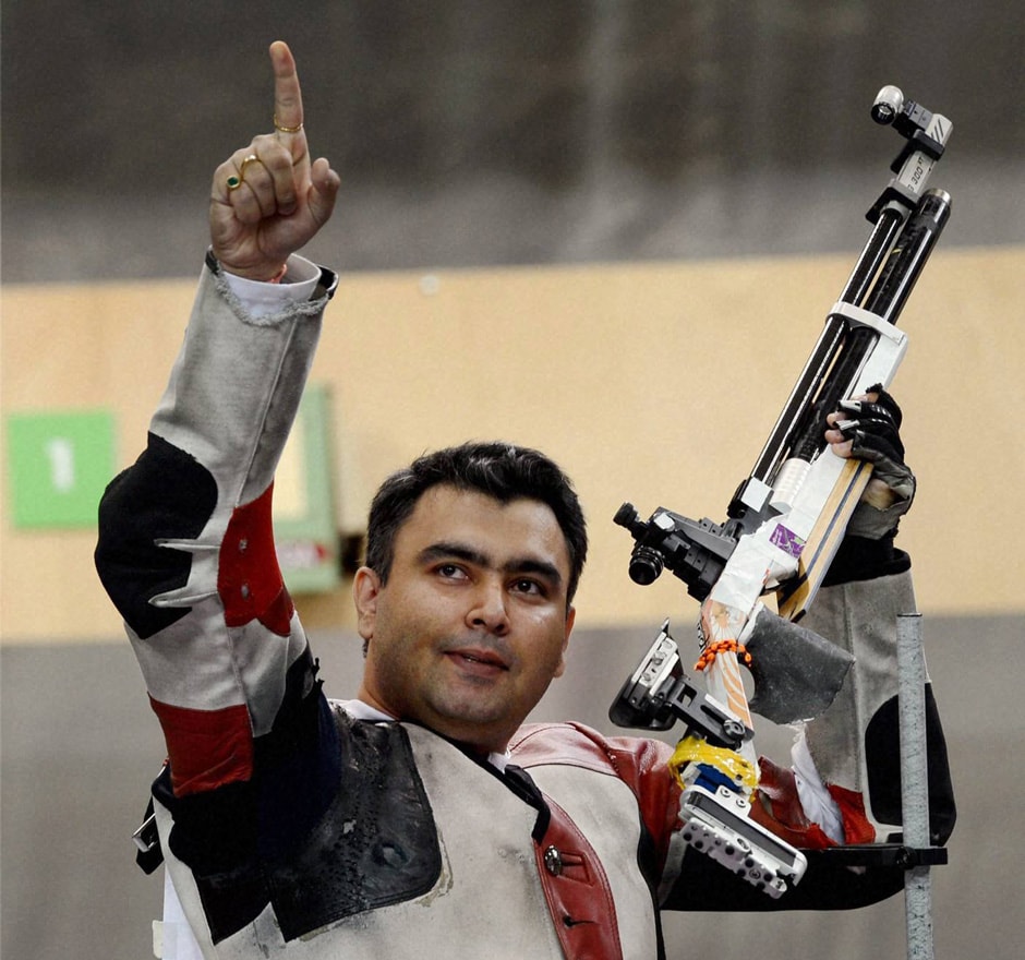 Gagan Narang reacts after winning bronze in 10m air rifle event at the Olympic Games 2012. PTI Gagan Narang reacts after winning bronze in 10m air rifle event at the Olympic Games 2012. PTI