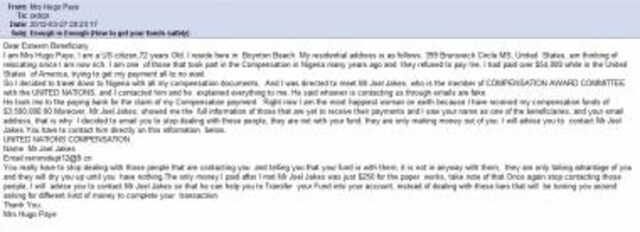 Combating The Nigerian Email Scam Combating The Nigerian Email Scam