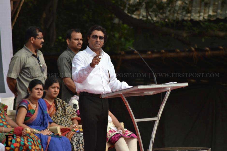 Raj Thackeray addresses the rally at Azad Maidan. Parag Shinde/ Firstpost Raj Thackeray addresses the rally at Azad Maidan. Parag Shinde/ Firstpost