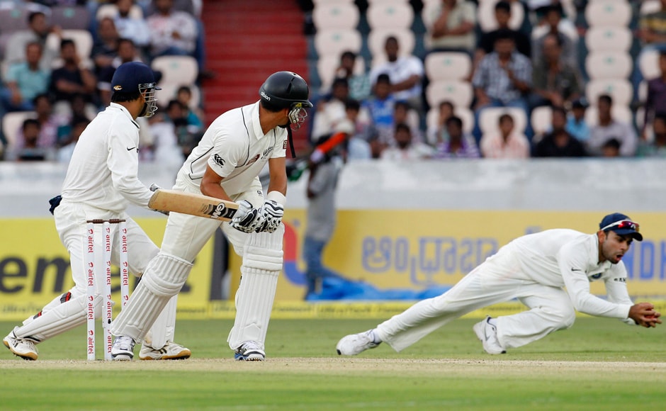 Ashwin also got in on the act and New Zealand have failed to get any sort of partnership on the board since then. Virat Kohli has been in fine catching form. Reuters Ashwin also got in on the act and New Zealand have failed to get any sort of partnership on the board since then. Virat Kohli has been in fine catching form. Reuters