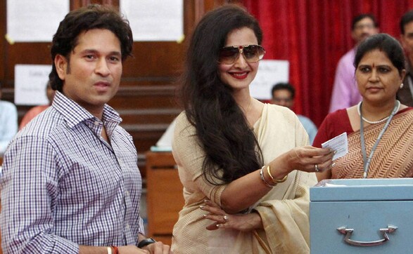 Images: Sachin Tendulkar, Rekha vote for Vice President Images: Sachin Tendulkar, Rekha vote for Vice President
