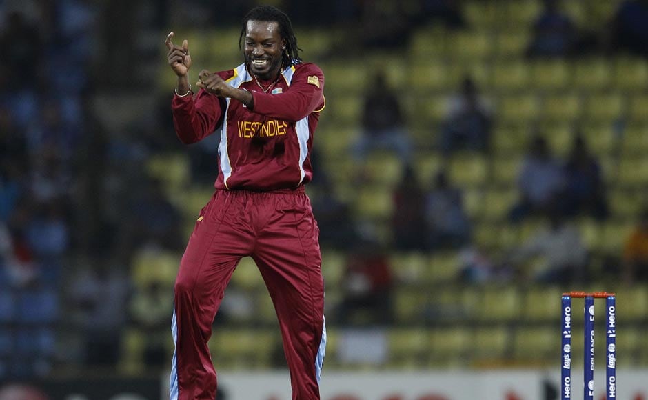 It's time to dance Gangnam style for Chris Gayle at the World T20 after taking the wicket of England's Jonny Bairstow. Aijaz Rahi/ AP It's time to dance Gangnam style for Chris Gayle at the World T20 after taking the wicket of England's Jonny Bairstow. Aijaz Rahi/ AP