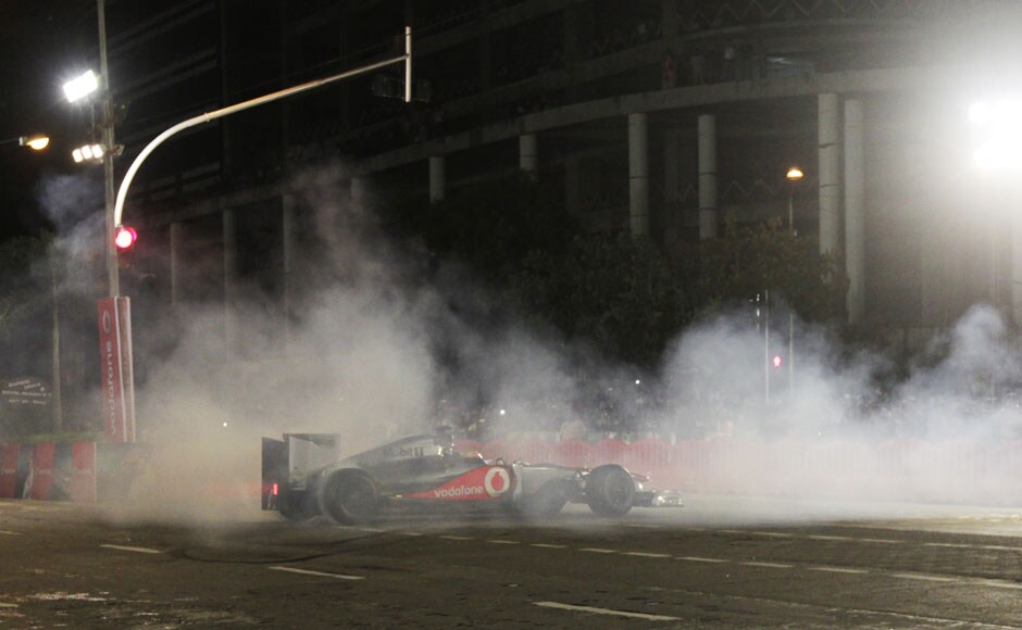 British Formula One driver Lewis Hamilton, currently racing for the McLaren team, drives an F1 car during Vodafone Speed Fest, a promotional event in Mumbai. Rajanish Kakade/AP British Formula One driver Lewis Hamilton, currently racing for the McLaren team, drives an F1 car during Vodafone Speed Fest, a promotional event in Mumbai. Rajanish Kakade/AP