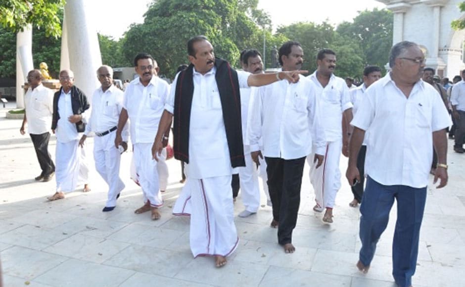 MDMK General Secretary Vaiko along with his party workers left for Sanchi to stage a "peaceful protest" against the visiting Sri Lankan President. Firstpost MDMK General Secretary Vaiko along with his party workers left for Sanchi to stage a "peaceful protest" against the visiting Sri Lankan President. Firstpost