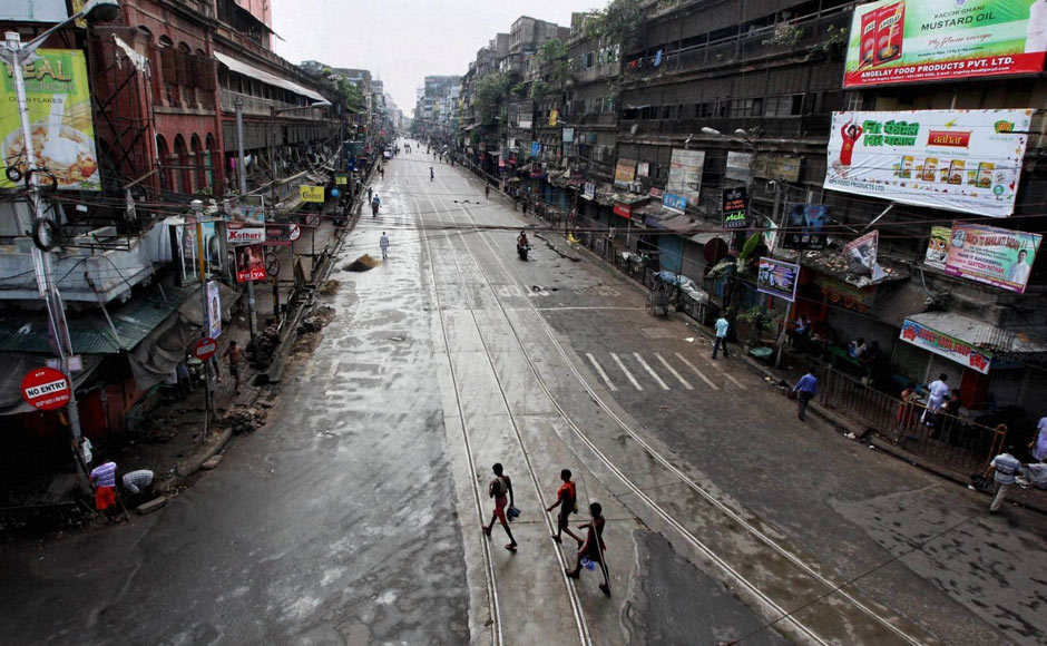A view of a deserted street during opposition-sponsored "Bharat bandh" called to protest against FDI in retail and price hike of diesel in Kolkata. PTI A view of a deserted street during opposition-sponsored "Bharat bandh" called to protest against FDI in retail and price hike of diesel in Kolkata. PTI