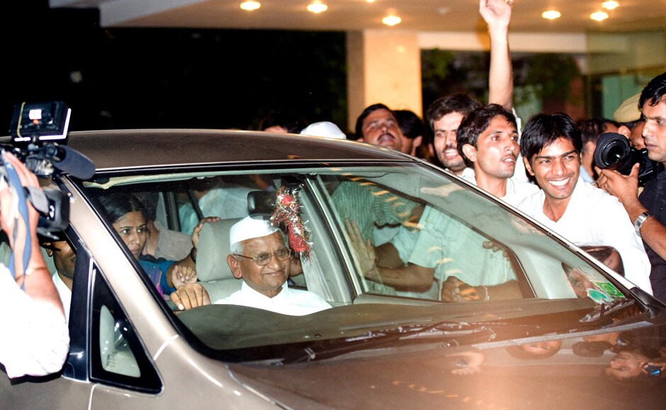 Hazare with his supporters in New Delhi. Naresh Sharma/Firstpost Hazare with his supporters in New Delhi. Naresh Sharma/Firstpost