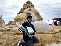 Sudarshan Pattnaik's magnificent sand sculpture delivers message of triumph to ISRO's Chandrayaan-3 2 Sand