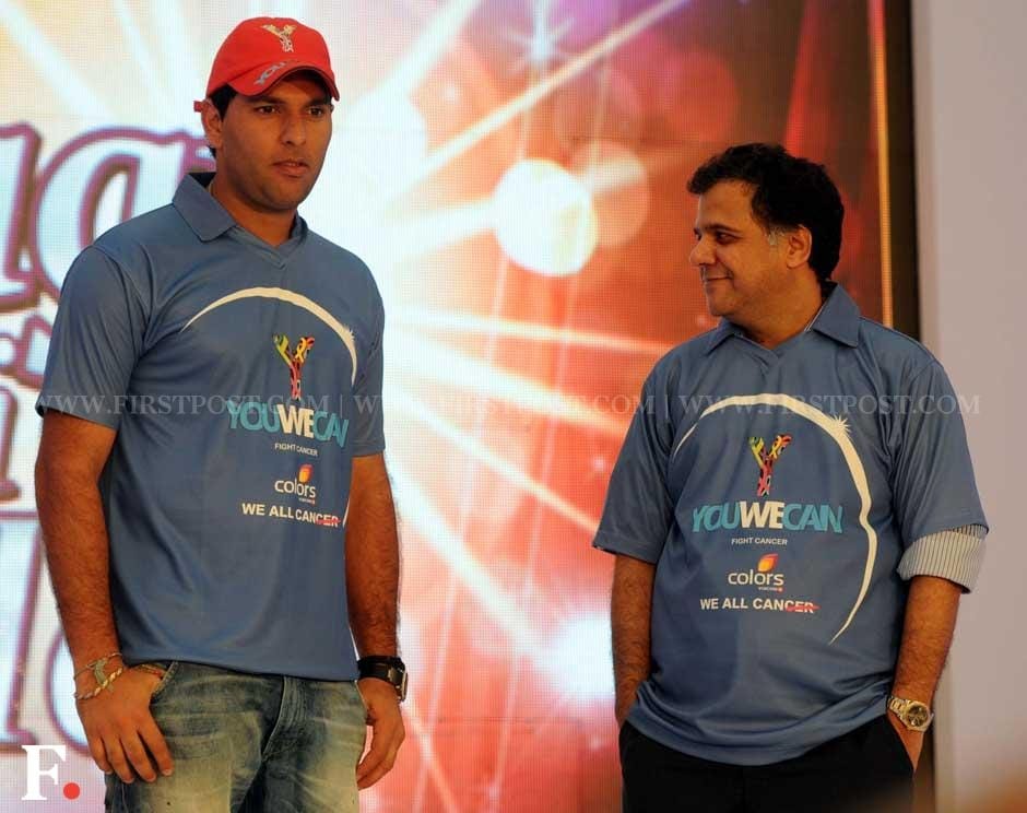 Yuvraj Singh wih Raj Nayak, CEO of Colors TV channel. Sachin Gokhale/Firstpost Yuvraj Singh wih Raj Nayak, CEO of Colors TV channel. Sachin Gokhale/Firstpost