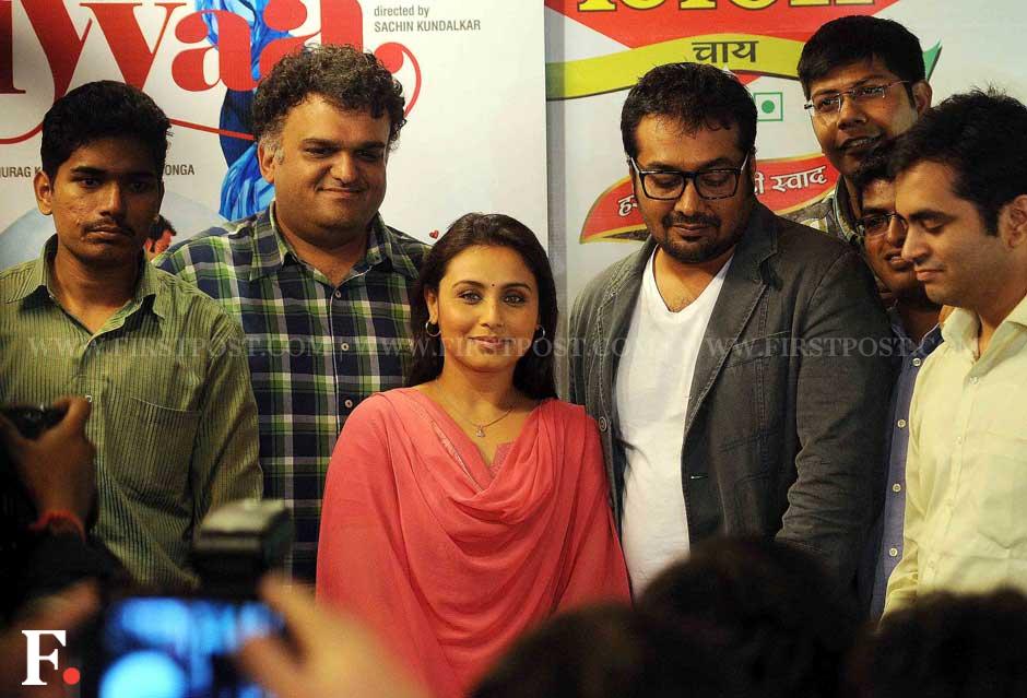 Rani Mukherji and Anurag Kashyap pose with others at a special chaha poha event to promote her film Aiyaa. Sachin Gokhale/Firstpost Rani Mukherji and Anurag Kashyap pose with others at a special chaha poha event to promote her film Aiyaa. Sachin Gokhale/Firstpost