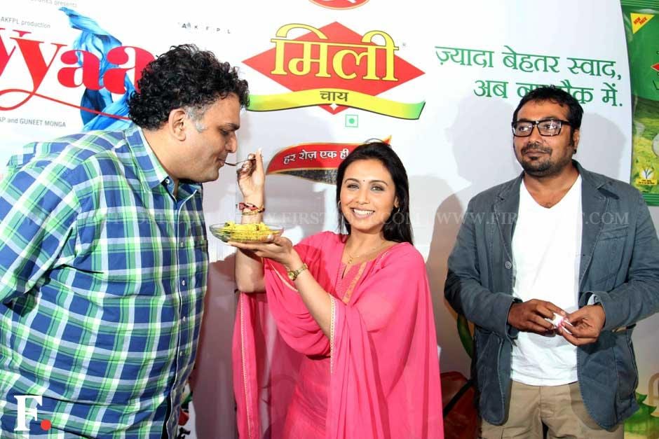 Rani Mukherji with Anurag Kashyap at a special chaha poha event to promote her film Aiyaa. Sachin Gokhale/Firstpost Rani Mukherji with Anurag Kashyap at a special chaha poha event to promote her film Aiyaa. Sachin Gokhale/Firstpost