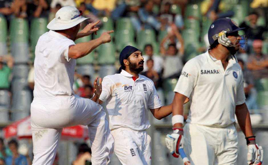 Monty Panesar was the man who troubled India the most. He finished with 11 wickets in the match. Here is he after scalping Yuvraj Singh. PTI Monty Panesar was the man who troubled India the most. He finished with 11 wickets in the match. Here is he after scalping Yuvraj Singh. PTI