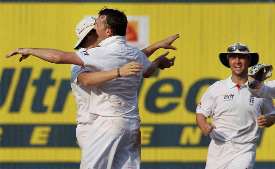 Spin-twin Graeme Swann also did his job— finishing with eight wickets in the match. Here he is celebrating Gautam Gambhir's dismissal. PTI Spin-twin Graeme Swann also did his job— finishing with eight wickets in the match. Here he is celebrating Gautam Gambhir's dismissal. PTI