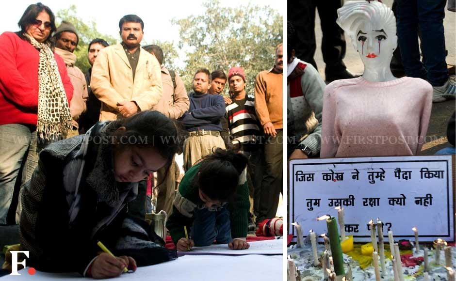 Protesters gathered at Jantar Mantar on Monday, demanding justice for rape victims. Naresh Sharma/Firstpost Protesters gathered at Jantar Mantar on Monday, demanding justice for rape victims. Naresh Sharma/Firstpost