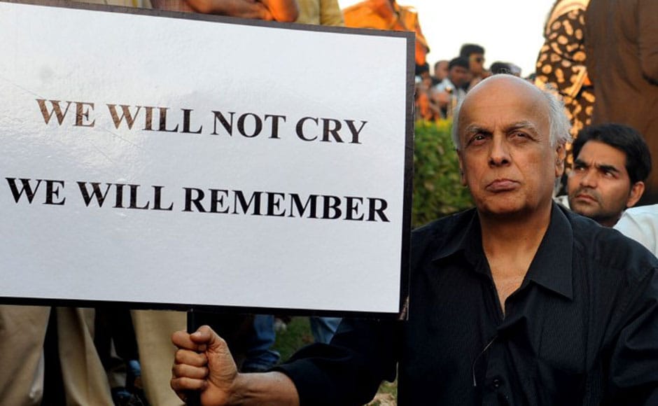 Mahesh Bhatt at the canlde light vigil in Juhu. AFP Mahesh Bhatt at the canlde light vigil in Juhu. AFP