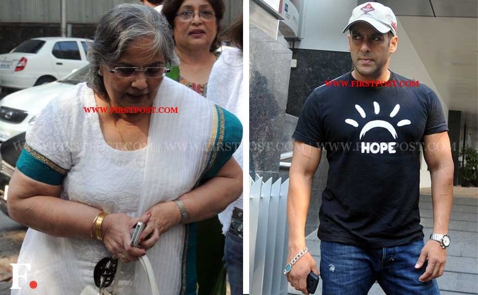 Salma Khan with son Salman at her 70th birthday lunch at Hakkasan. Sachin Gokhale/Firstpost Salma Khan with son Salman at her 70th birthday lunch at Hakkasan. Sachin Gokhale/Firstpost