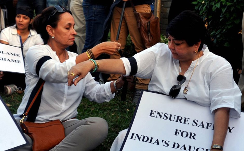 Actor Soni Razdan and film maker Kalpana Lajmi during the vigil. AFP Actor Soni Razdan and film maker Kalpana Lajmi during the vigil. AFP