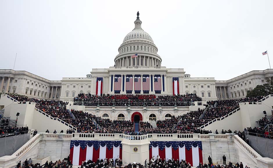 People attend the presidential inauguration on the West Front of the US Capitol. Justin Sullivan/Getty Images People attend the presidential inauguration on the West Front of the US Capitol. Justin Sullivan/Getty Images
