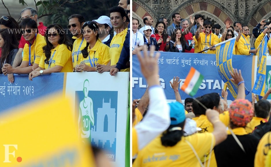 Vivek Oberoi, Tina Ambani, Gulshan Grover, Sakshi Tanwar and Sharman Joshi at the 10th Mumbai Marathon. Sachin Gokhale/Firstpost Vivek Oberoi, Tina Ambani, Gulshan Grover, Sakshi Tanwar and Sharman Joshi at the 10th Mumbai Marathon. Sachin Gokhale/Firstpost