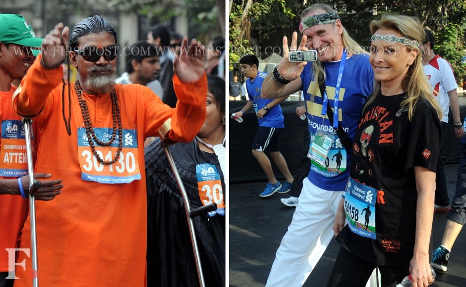 A physically challenged participant and Gregory 'Shantaram' Roberts with his wife Francoise Sturdza. Sachin Gokhale/Firstpost A physically challenged participant and Gregory 'Shantaram' Roberts with his wife Francoise Sturdza. Sachin Gokhale/Firstpost