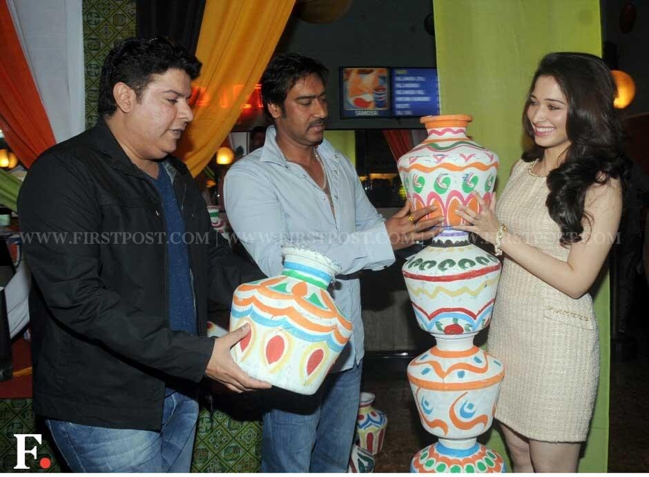 Filmmaker Sajid Khan, Ajay Devgn and Tamil actress Tamannaah. Sachin Gokhale/Firstpost Filmmaker Sajid Khan, Ajay Devgn and Tamil actress Tamannaah. Sachin Gokhale/Firstpost