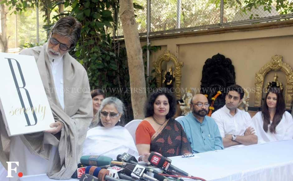 Amitabh Bachchan, wife Jaya, son Abhishek, daughter-in-law Aishwarya, filmmaker Govind Nihalani and Bhagyashri Dengle from Plan India. Sachin Gokhale/ Firstpost Amitabh Bachchan, wife Jaya, son Abhishek, daughter-in-law Aishwarya, filmmaker Govind Nihalani and Bhagyashri Dengle from Plan India. Sachin Gokhale/ Firstpost