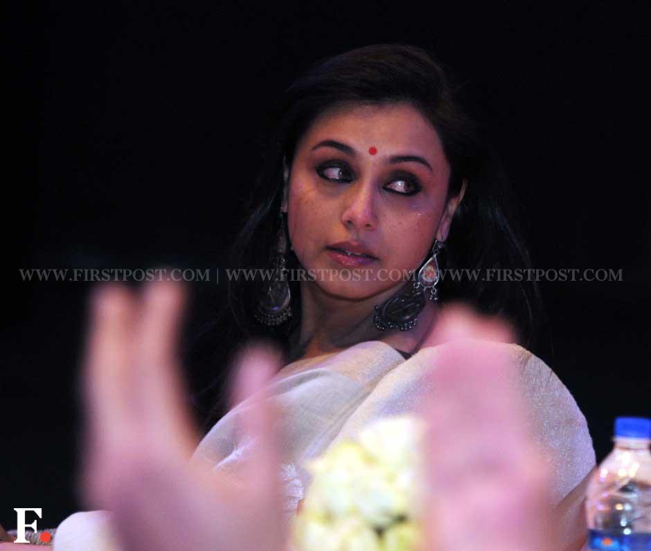 Rani Mukerji gets emotional during the unveiling of the statue. Sachin Gokhale/Firstpost Rani Mukerji gets emotional during the unveiling of the statue. Sachin Gokhale/Firstpost