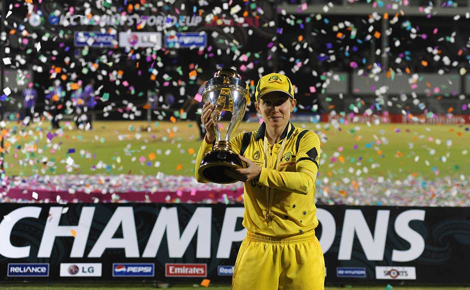 Jodie Fields, captain of Australia, poses with the Womens World Cup trophy. Pal Pillai/Getty Images Jodie Fields, captain of Australia, poses with the Womens World Cup trophy. Pal Pillai/Getty Images