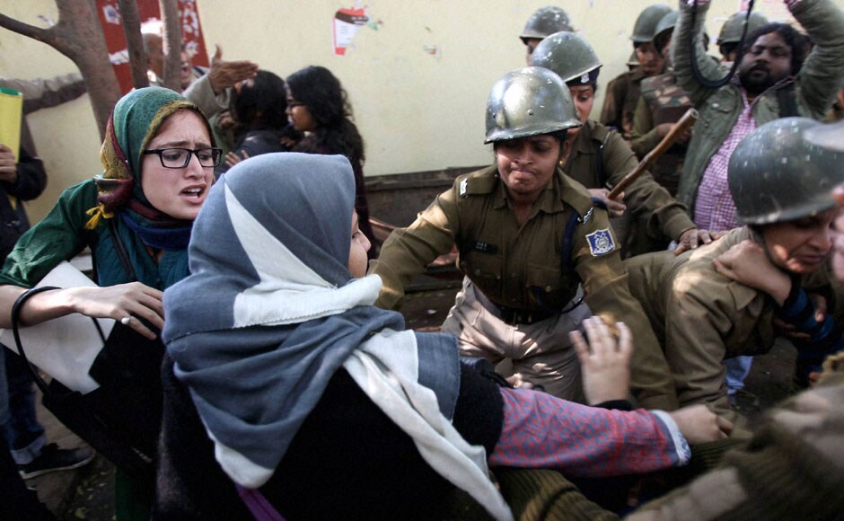 Police detain a group of students protesting the hanging of Afzal Guru at Jantar Mantar. PTI Police detain a group of students protesting the hanging of Afzal Guru at Jantar Mantar. PTI