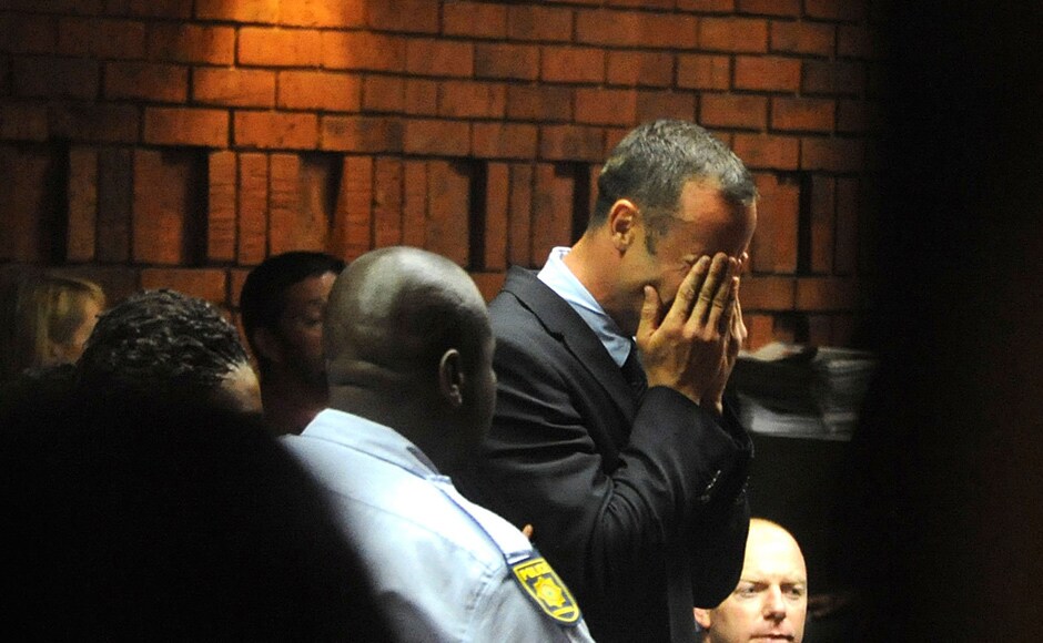 Athlete Oscar Pistorius weeps in court in Pretoria, South Africa, at his bail hearing in the murder case of his girlfriend Reeva Steenkamp. AP Athlete Oscar Pistorius weeps in court in Pretoria, South Africa, at his bail hearing in the murder case of his girlfriend Reeva Steenkamp. AP