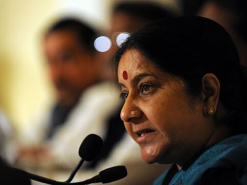 Swaraj files nomination from Vidisha; hopes for a big win Swaraj files nomination from Vidisha; hopes for a big win