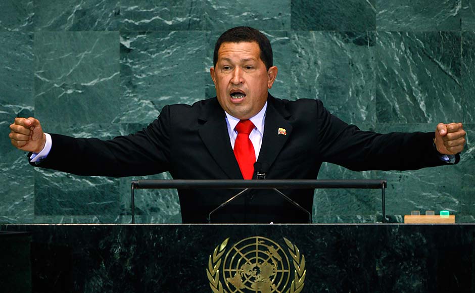 Hugo Chavez, President of Venezuela, addresses the United Nations General Assembly at the U.N. headquarters on 24 September 24, 2009 in New York City. Michael Nagle/Getty Images Hugo Chavez, President of Venezuela, addresses the United Nations General Assembly at the U.N. headquarters on 24 September 24, 2009 in New York City. Michael Nagle/Getty Images