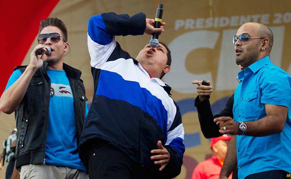 Venezuela's President Hugo Chavez (C) sings during an election rally in Caracas July 26, 2012. Reuters Venezuela's President Hugo Chavez (C) sings during an election rally in Caracas July 26, 2012. Reuters