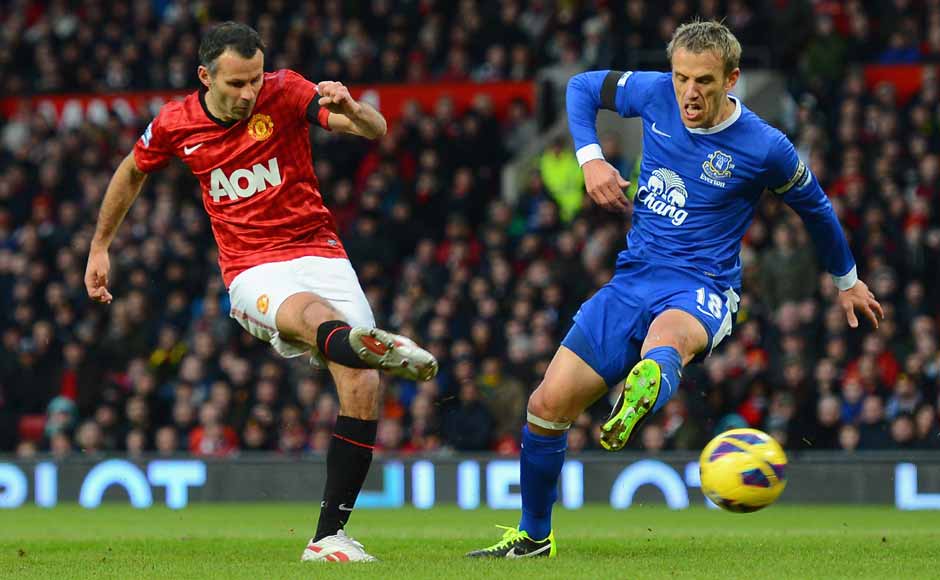 Giggs has scored in every Premier League season so far. This goal against Everton meant his name has appeared once in all 23 campaigns he has been part of. Getty Images Giggs has scored in every Premier League season so far. This goal against Everton meant his name has appeared once in all 23 campaigns he has been part of. Getty Images