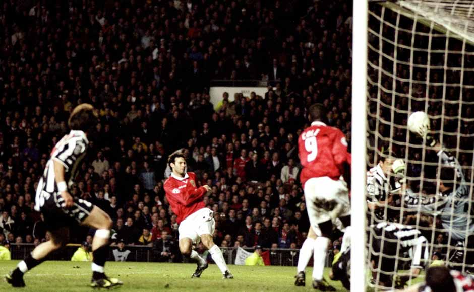 Giggs scores a brilliant equaliser against Juventus in the 1999 treble campaign. He has amassed 143 appearances in the Champions League until now. Getty Images Giggs scores a brilliant equaliser against Juventus in the 1999 treble campaign. He has amassed 143 appearances in the Champions League until now. Getty Images