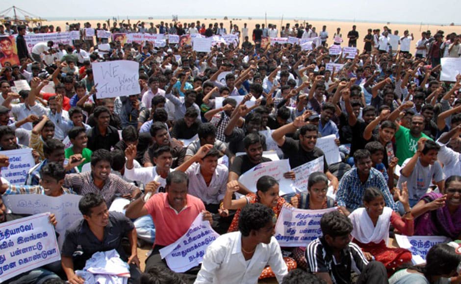 Images: BJP joins swelling Chennai student protests against Lanka